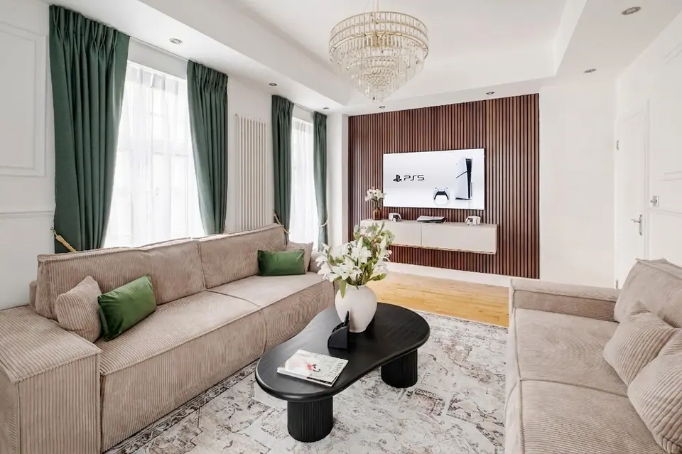 Drawing room with the 75 inch OLED television