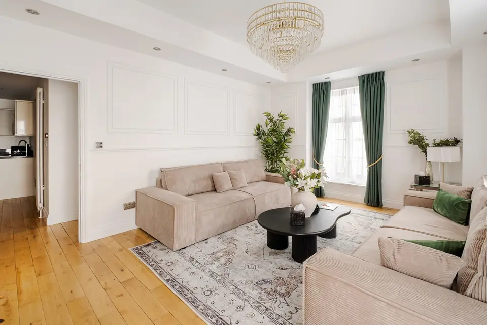 Drawing room with corduroy sofas