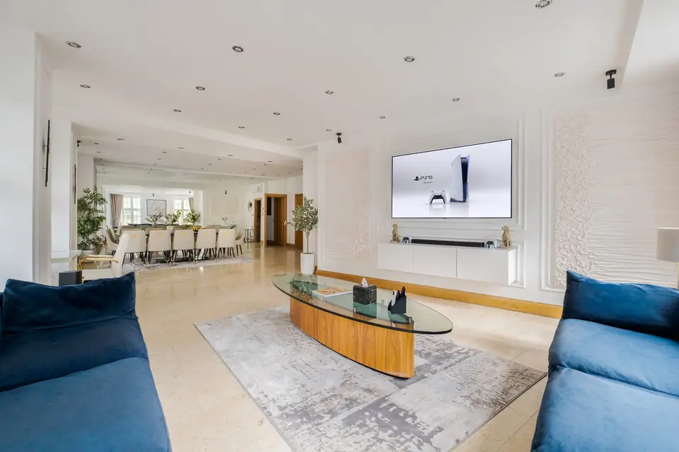Drawing room with the 77 inch OLED television